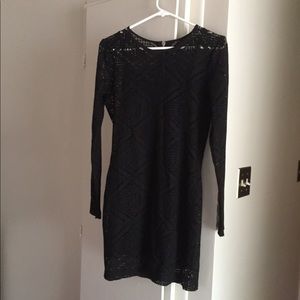 Black lace overlay dress with slip underneath